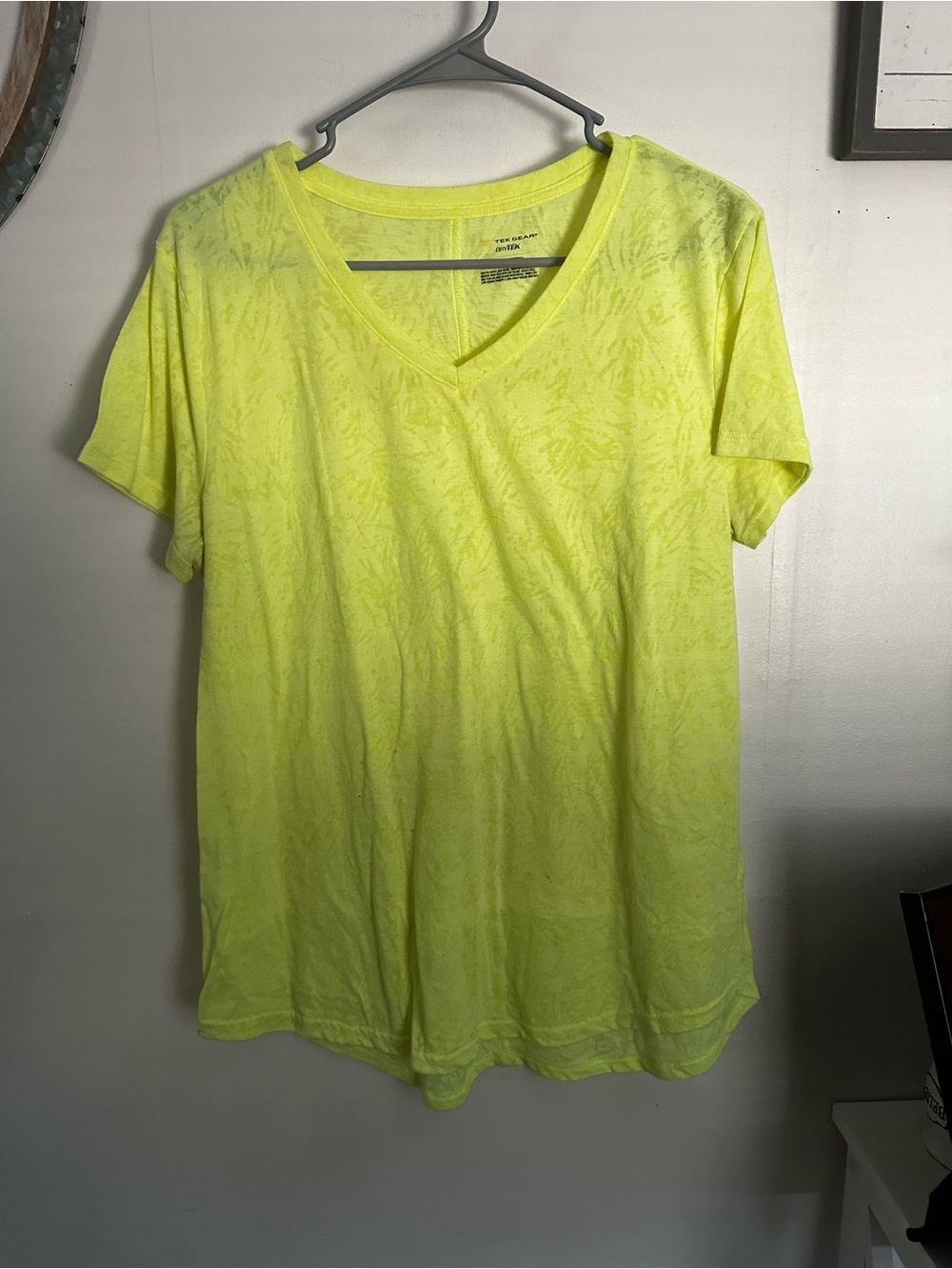 tek gear Neon Yellow V-Neck Short Sleeve Tee